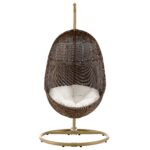 Bean Outdoor Patio Wood Swing Chair With Stand - Image 9