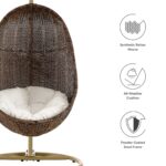 Bean Outdoor Patio Wood Swing Chair With Stand - Image 4