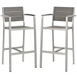 Shore Outdoor Patio Aluminum Bar Stool Set of 2 - Image 2