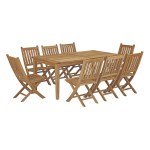 Marina 9 Piece Outdoor Patio Teak Dining Set - Image 2