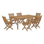 Marina 7 Piece Outdoor Patio Teak Dining Set - Image 2