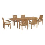 Marina 7 Piece Outdoor Patio Teak Dining Set - Image 2