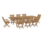 Marina 9 Piece Outdoor Patio Teak Dining Set - Image 2