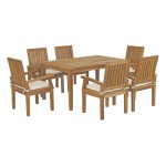 Marina 7 Piece Outdoor Patio Teak Dining Set - Image 2