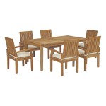 Marina 7 Piece Outdoor Patio Teak Dining Set - Image 2
