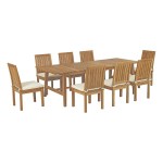 Marina 9 Piece Outdoor Patio Teak Dining Set - Image 2