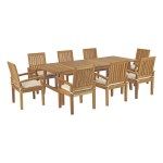 Marina 9 Piece Outdoor Patio Teak Dining Set - Image 2