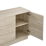 Render 70" Faux Travertine Sideboard Cabinet TV Stand - Image 8