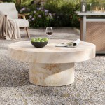 Alora Indoor - Outdoor Patio Concrete Round Coffee Table - Image 11
