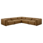 Auren 5-Piece Upholstered Vegan Leather Modular L-Shaped Sofa - Image 2