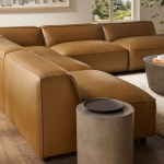 Auren 5-Piece Upholstered Armless L-Shaped Vegan Leather Modular Sofa - Image 8
