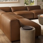 Auren 5-Piece Upholstered Armless L-Shaped Vegan Leather Modular Sofa - Image 15