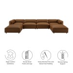 Auren 6-Piece Upholstered Vegan Leather Modular Sofa - Image 16