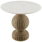 Zale 36" Marble and Seagrass Dining Table - Image 8