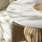 Zale 36" Marble and Seagrass Dining Table - Image 3