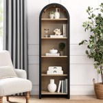 Evie Arched Narrow Bookcase Display Cabinet - Image 8