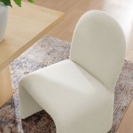 Junia Boucle Upholstered Arch Armless Dining Chair - Image 2