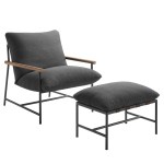Raya Outdoor Patio Boucle Lounge Chair and Ottoman - Image 6