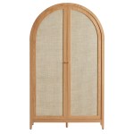Calista 79" Tall Wide Rattan Arched Storage Cabinet - Image 6
