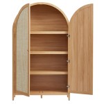 Calista 79" Tall Wide Rattan Arched Storage Cabinet - Image 7