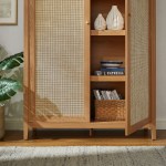 Calista 79" Tall Wide Rattan Arched Storage Cabinet - Image 10