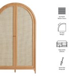 Calista 79" Tall Wide Rattan Arched Storage Cabinet - Image 3