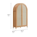 Calista 79" Tall Wide Rattan Arched Storage Cabinet - Image 4