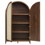 Calista 79" Tall Wide Rattan Arched Storage Cabinet - Image 16