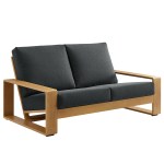 Lirienne Outdoor Patio Aluminum Faux Wood Loveseat - Image 10