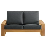 Lirienne Outdoor Patio Aluminum Faux Wood Loveseat - Image 15