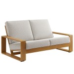 Lirienne Outdoor Patio Aluminum Faux Wood Loveseat - Image 28