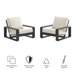 Lirienne Outdoor Patio Aluminum Faux Wood Armchairs Set of 2 - Image 8