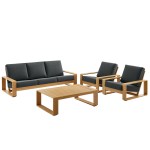 Lirienne 4-Piece Outdoor Patio Aluminum Faux Wood Furniture Set - Image 9