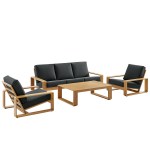 Lirienne 4-Piece Outdoor Patio Aluminum Faux Wood Furniture Set - Image 4