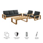 Lirienne 4-Piece Outdoor Patio Aluminum Faux Wood Furniture Set - Image 10