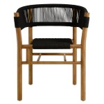 Vienna 5-Piece Outdoor Patio Teak and Rope Dining Set with Curved-Back Armchairs - Image 10