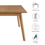 Vienna Outdoor Patio Teak Wood Extendable Dining Table - Image 3