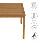 Vienna 34" Square Outdoor Patio Teak Wood Dining Table - Image 3