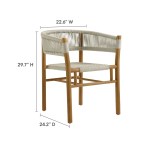 Vienna 5-Piece Outdoor Patio Teak and Rope Dining Set with Curved-Back Armchairs - Image 26