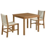 Vienna 3-Piece Outdoor Patio Teak and Rope Dining Set with Armless Chiars - Image 25