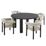 Nautica 5-Piece Round Outdoor Patio Aluminum Dining Table and Chairs Set - Image 27