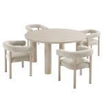 Nautica 5-Piece Round Outdoor Patio Aluminum Dining Table and Chairs Set - Image 47
