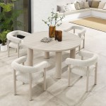 Nautica 5-Piece Round Outdoor Patio Aluminum Dining Table and Chairs Set - Image 58