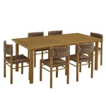 Parkland 7-Piece Rectangular Outdoor Patio Rattan and Aluminum Dining Table and Chairs Set - Image 2