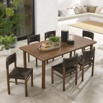 Parkland 7-Piece Rectangular Outdoor Patio Rattan and Aluminum Dining Table and Chairs Set - Image 44