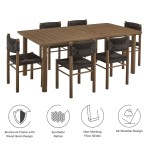 Parkland 7-Piece Rectangular Outdoor Patio Rattan and Aluminum Dining Table and Chairs Set - Image 32