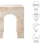 Valen Square Indoor - Outdoor Patio Arched Concrete Side Table - Image 4