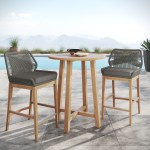Wellspring 3-Piece Outdoor Patio Teak Wood Bar Set - Image 37