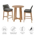 Wellspring 3-Piece Outdoor Patio Teak Wood Bar Set - Image 32