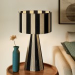Renae Handwoven Cotton Thread Striped Table Lamp